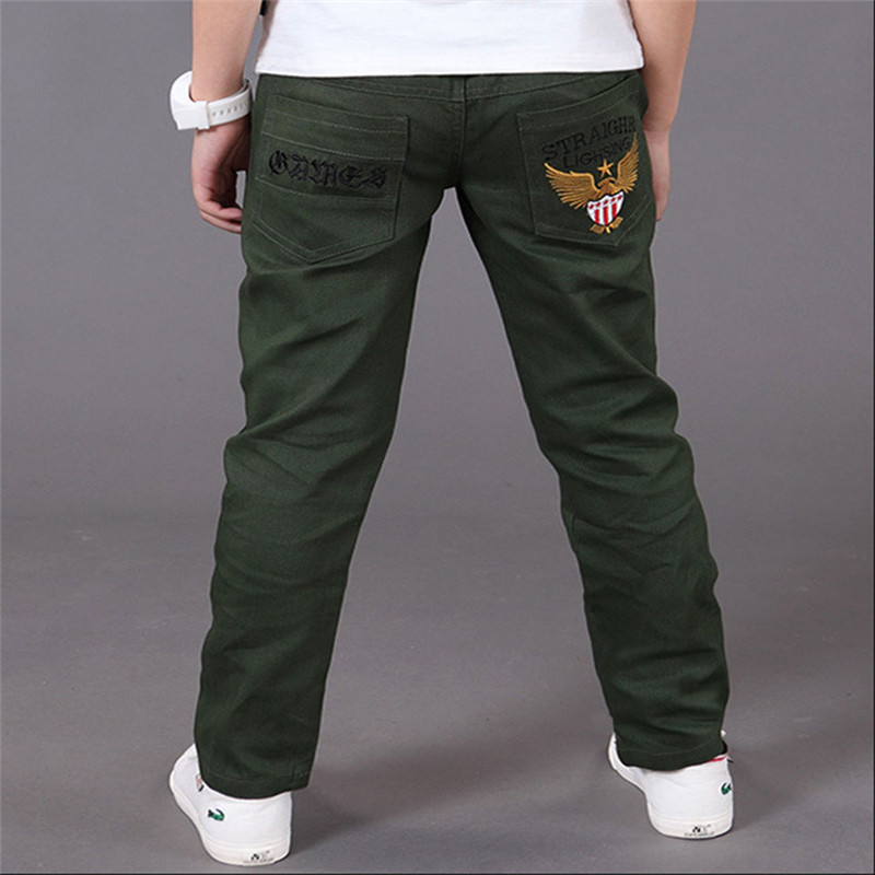 Casual Boy's Eagle Embroidery Cotton Pants