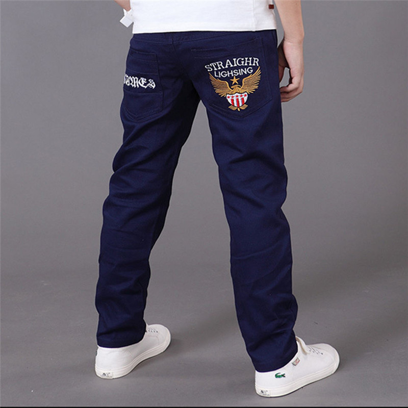 Casual Boy's Eagle Embroidery Cotton Pants