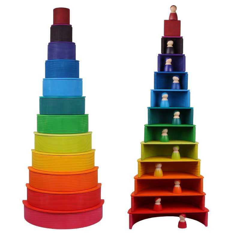 Wooden Rainbow Stacker for Kids