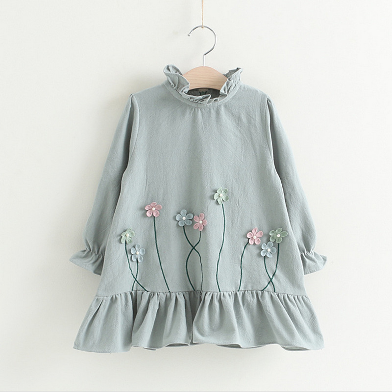 Girl's Mini Dress with Flowers Appliques